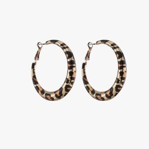 Gold Metallic Leopard Print Hoop Earrings for Women with Latchback